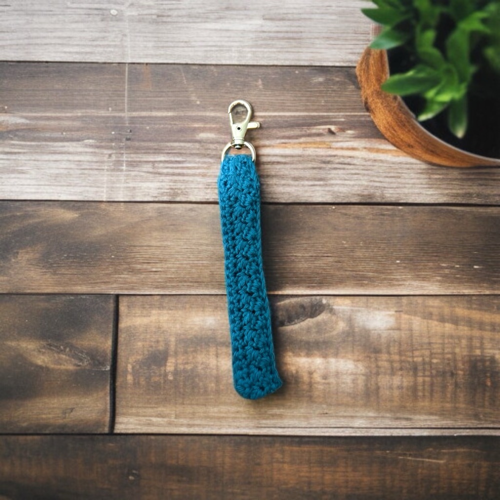 Handcrafted Blue Key Holder Wristlet